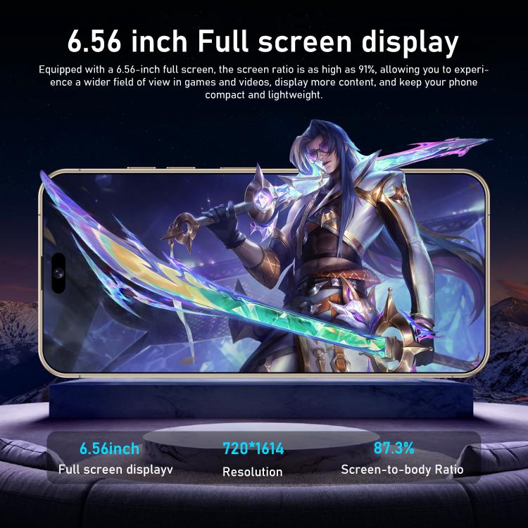 I16 Pro Max / RAi3, 3GB+64GB, 6.56 inch Android 10 MTK6739 Quad Core, Network: 4G, Dual SIM, Plug:EU Plug(Gold) - free shipping - PMc TechLife - Order now!