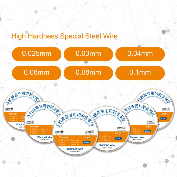 200m Screen Separation Specifically Diamond Cutting Wire, Diameter:0.03mm - free shipping - PMC TechLife - Order now!