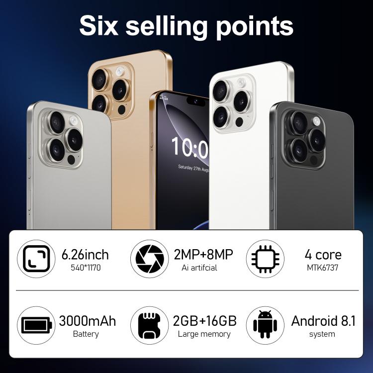I16 Pro Max / ZPT93, 2GB+16GB, 6.26 inch Android 8.1 MTK6737 Quad Core, Network: 4G, Dual SIM, Plug:EU Plug(Black) - free shipping - PMc TechLife - Order now!