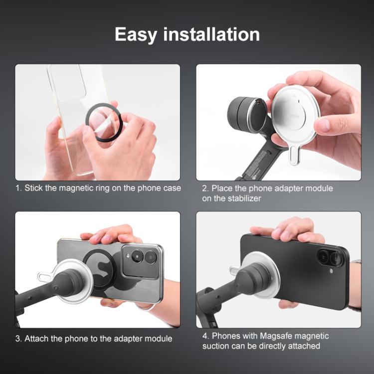 Magnetic MagSafe Adapter Phone Holder For DJI Osmo Mobile 6 / 7 / 7P(Silver) - free shipping - PMC TechLife - Order now!