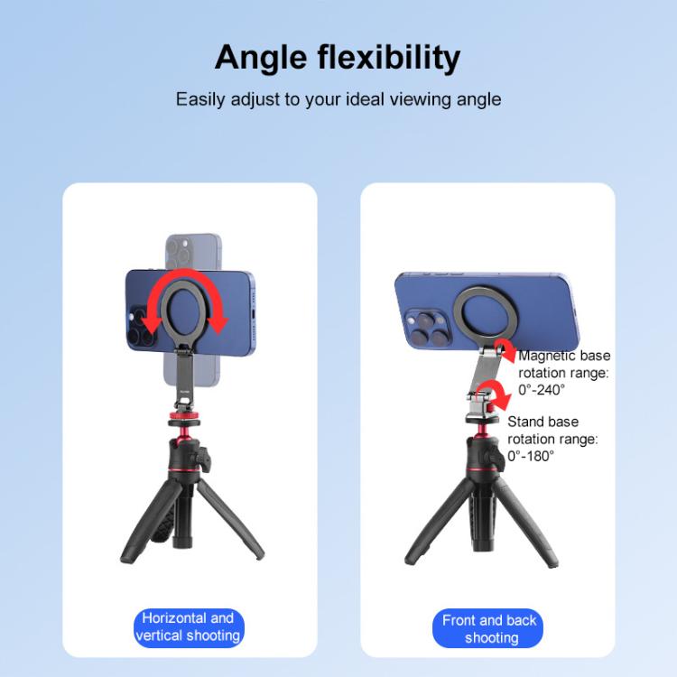 Flymile Magnetic Phone Tripod Mount MagSafe Adapter Phone Holder, Style:Folding Cold Shoe Mount - free shipping - PMC TechLife - Order now!