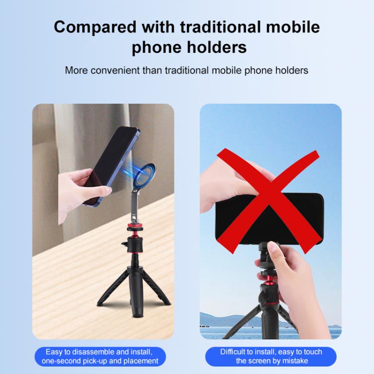 Flymile Magnetic Phone Tripod Mount MagSafe Adapter Phone Holder, Style:Folding Cold Shoe Mount - free shipping - PMC TechLife - Order now!