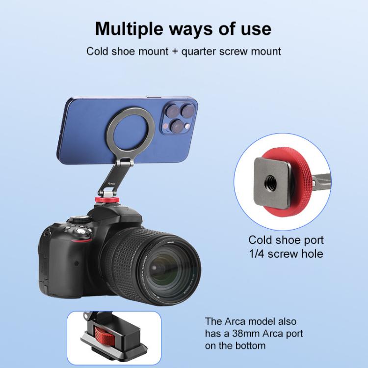 Flymile Magnetic Phone Tripod Mount MagSafe Adapter Phone Holder, Style:Folding Cold Shoe Mount - free shipping - PMC TechLife - Order now!