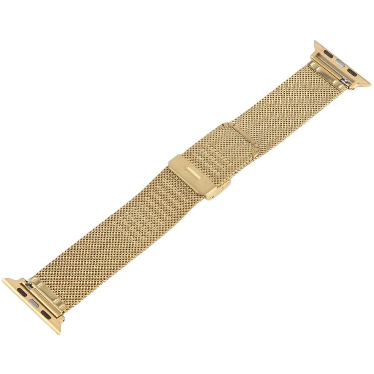 For Apple Watch 42mm / 41mm / 40mm / 38mm Integrated Buckle Embossed Thick Milanese Metal Watch Band(Gold) - free shipping - PMC TechLife - Order now!