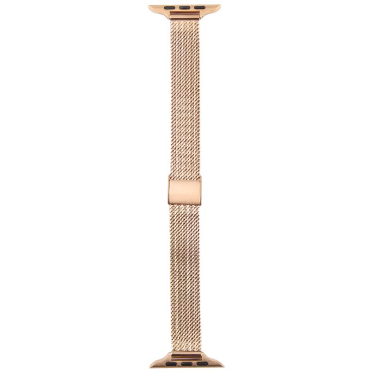For Apple Watch 42mm / 41mm / 40mm / 38mm Integrated Buckle Embossed Slim Milanese Metal Watch Band(Rose Gold) - free shipping - PMC TechLife - Order now!