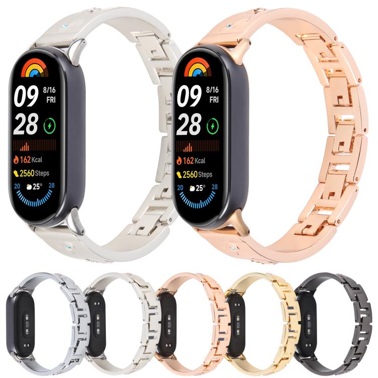 For Xiaomi Smart Band 9 / 8 Diamond Quick Release Chain Bracelet Metal Watch Band(Rose Gold) - free shipping - PMC TechLife - Order now!