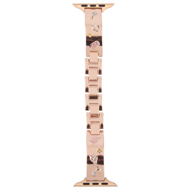 For Apple Watch 46mm / 49mm / 45mm / 44mm Diamond Quick Release Chain Bracelet Metal Watch Band(Rose Gold) - free shipping - PMC TechLife - Order now!