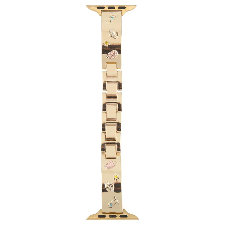 For Apple Watch 42mm / 41mm / 40mm / 38mm Diamond Quick Release Chain Bracelet Metal Watch Band(Gold) - free shipping - PMC TechLife - Order now!