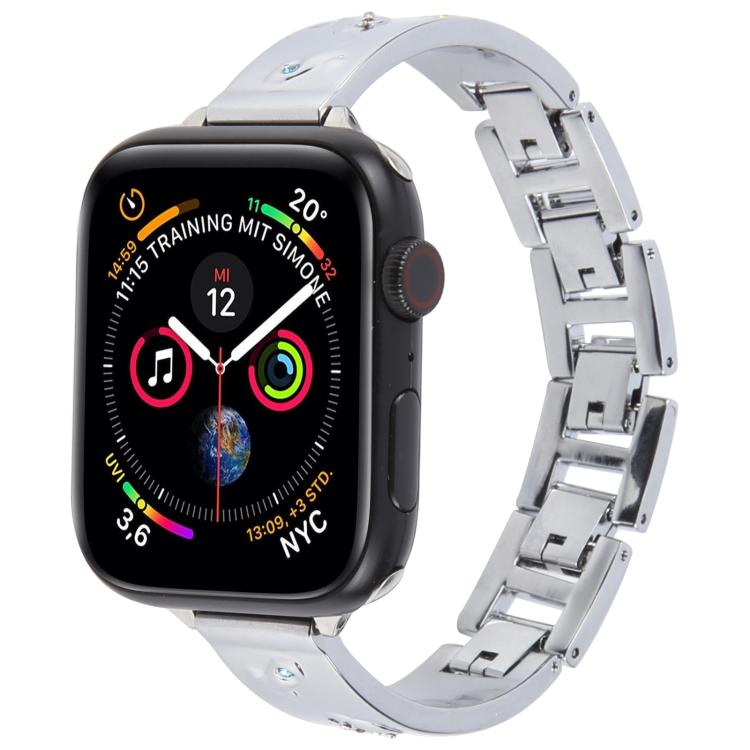 For Apple Watch 42mm / 41mm / 40mm / 38mm Diamond Quick Release Chain Bracelet Metal Watch Band(Silver) - free shipping - PMC TechLife - Order now!