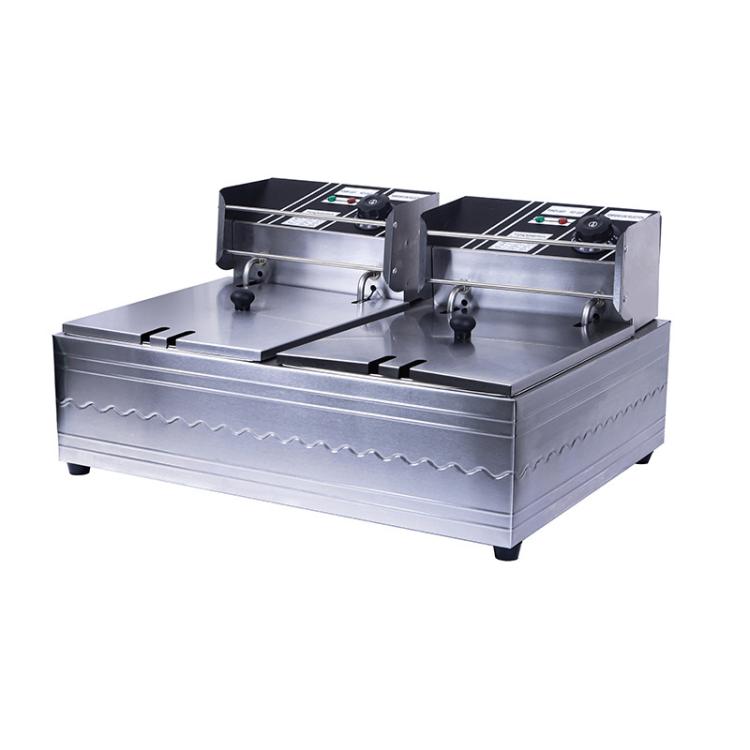 Multifunctional Commercial Stainless Steel Thick Electric Fryer Electric Boiler, Dual Cylinder 12L(US Plug) - free shipping - PMC TechLife - Order now!