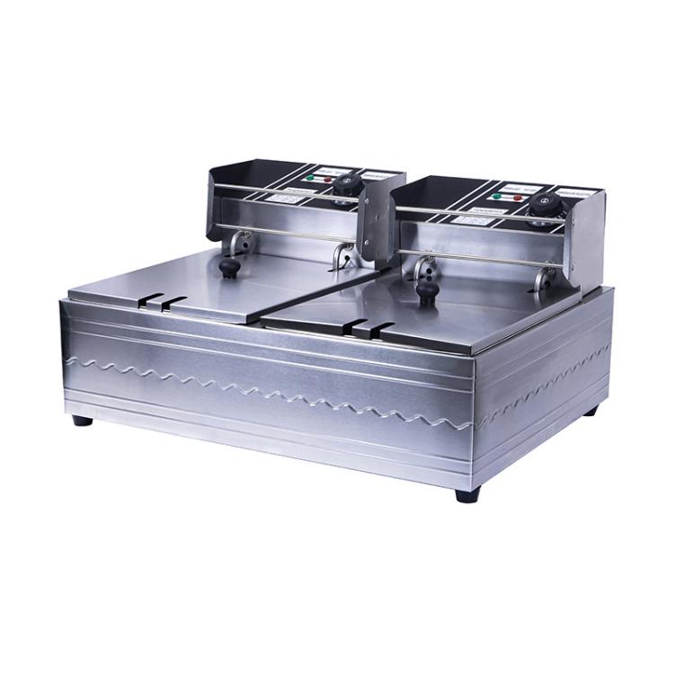 Multifunctional Commercial Stainless Steel Thick Electric Fryer Electric Boiler, Dual Cylinder 12L+Temperature Limiter(UK Plug) - free shipping - PMC TechLife - Order now!