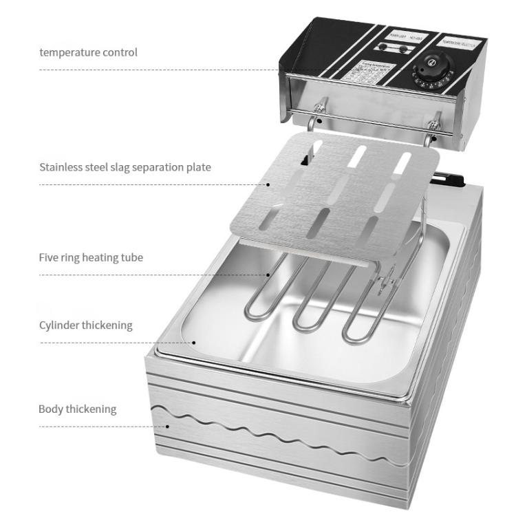 Multifunctional Commercial Stainless Steel Thick Electric Fryer Electric Boiler, Single Cylinder 6L+Timer(US Plug) - free shipping - PMC TechLife - Order now!