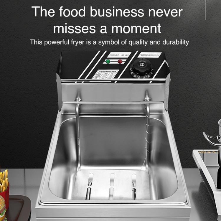 Multifunctional Commercial Stainless Steel Thick Electric Fryer Electric Boiler, Single Cylinder 6L+Timer(US Plug) - free shipping - PMC TechLife - Order now!