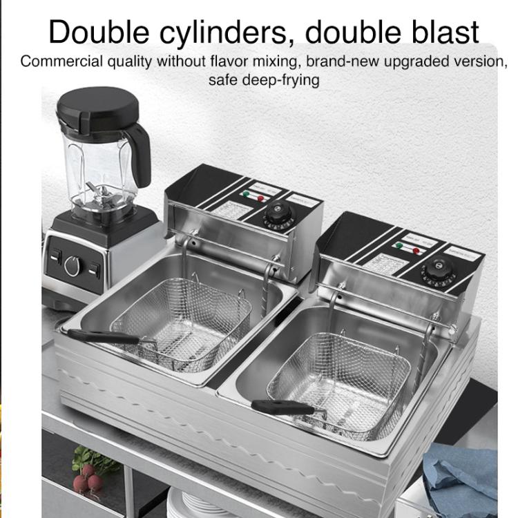 Multifunctional Commercial Stainless Steel Thick Electric Fryer Electric Boiler, Single Cylinder 6L+Temperature Limiter(US Plug) - free shipping - PMC TechLife - Order now!