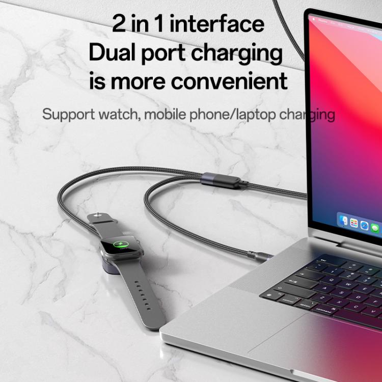 Yesido CA136C 60W USB-C / Type-C to Type-C & iWatch 2 in 1 Charging Cable, Length:1.2m(Black) - Charger / Holder by Yesido | Online Shopping South Africa | PMC TechLife | Buy Now Pay Later Mobicred