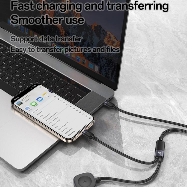 Yesido CA136C 60W USB-C / Type-C to Type-C & iWatch 2 in 1 Charging Cable, Length:1.2m(Black) - Charger / Holder by Yesido | Online Shopping South Africa | PMC TechLife | Buy Now Pay Later Mobicred