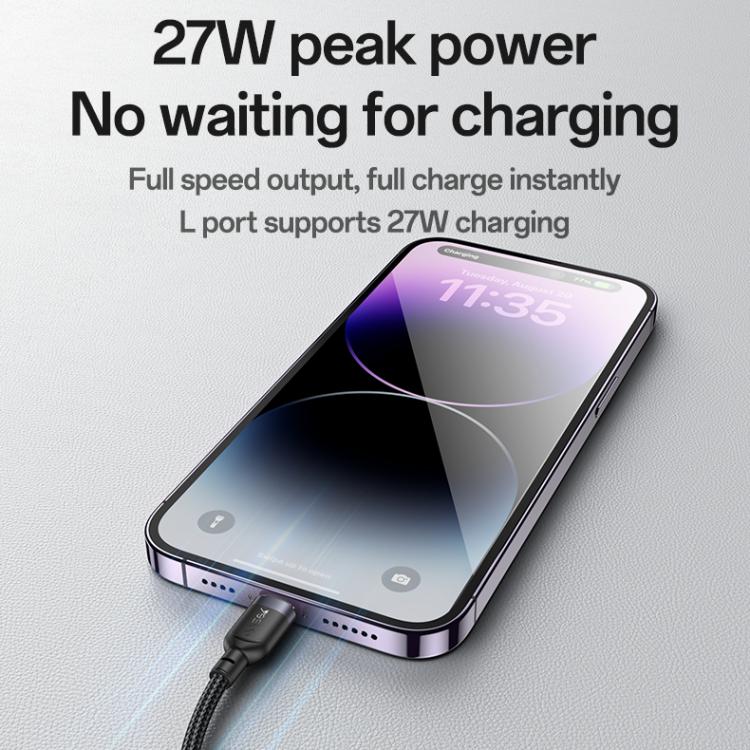 Yesido CA136L 27W USB-C / Type-C to 8 Pin & iWatch 2 in 1 Charging Cable, Length:1.2m(Black) - free shipping - PMC TechLife - Order now!