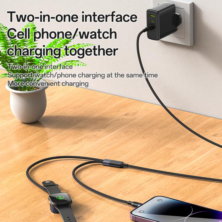 Yesido CA136L 27W USB-C / Type-C to 8 Pin & iWatch 2 in 1 Charging Cable, Length:1.2m(Black) - free shipping - PMC TechLife - Order now!