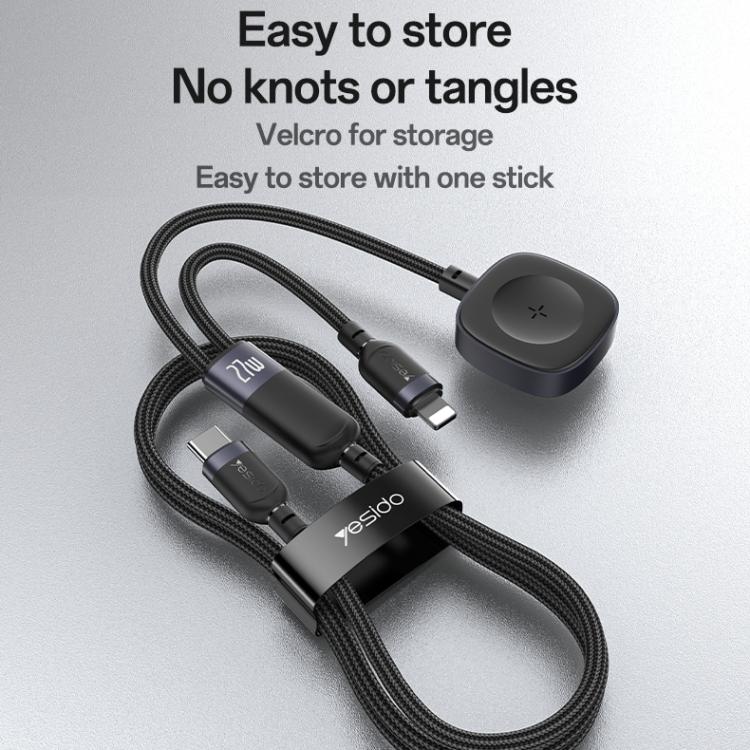 Yesido CA136L 27W USB-C / Type-C to 8 Pin & iWatch 2 in 1 Charging Cable, Length:1.2m(Black) - free shipping - PMC TechLife - Order now!