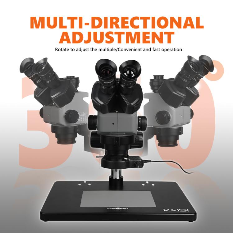 Kaisi 6558 6.5-58X Synchronous Zoom Trinocular Stereo Microscope - free shipping - PMC TechLife - Order now!