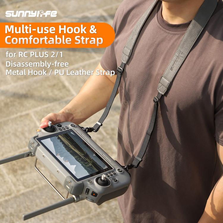 For DJI RC Plus 2 / 1 Sunnylife Controller Hanger Bracket with PU Leather Strap Shoulder Belt(Grey) - free shipping - PMC TechLife - Order now!