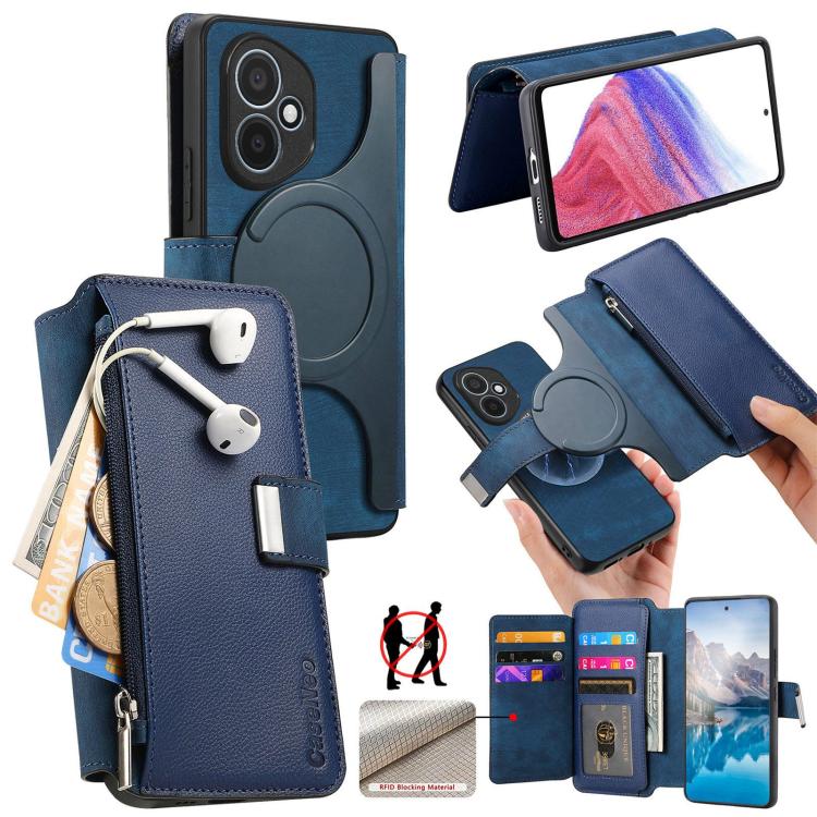 For Honor 400 Global 156.5mm CaseNeo MagSafe RFID Anti-theft Zipper Wallet Retro Leather Phone Case(Blue) - free shipping - PMC TechLife - Order now!