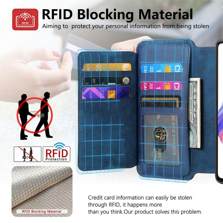 For Honor 400 Global 156.5mm CaseNeo MagSafe RFID Anti-theft Zipper Wallet Retro Leather Phone Case(Blue) - free shipping - PMC TechLife - Order now!