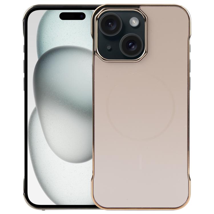 For iPhone 15 Plus / 14 Plus Electroplating Frameless Frosted Anti-Glare PC MagSafe Phone Case(Desert Gold) - free shipping - PMC TechLife - Order now!