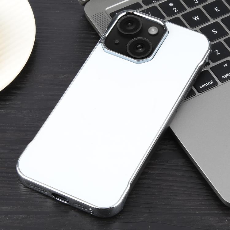 For iPhone 15 Plus / 14 Plus Electroplating Frameless Frosted Anti-Glare PC MagSafe Phone Case(Silver White) - free shipping - PMC TechLife - Order now!