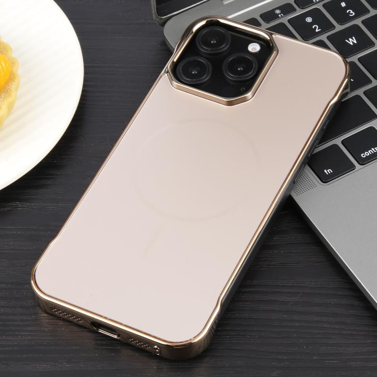 For iPhone 14 Pro Electroplating Frameless Frosted Anti-Glare PC MagSafe Phone Case(Desert Gold) - free shipping - PMC TechLife - Order now!