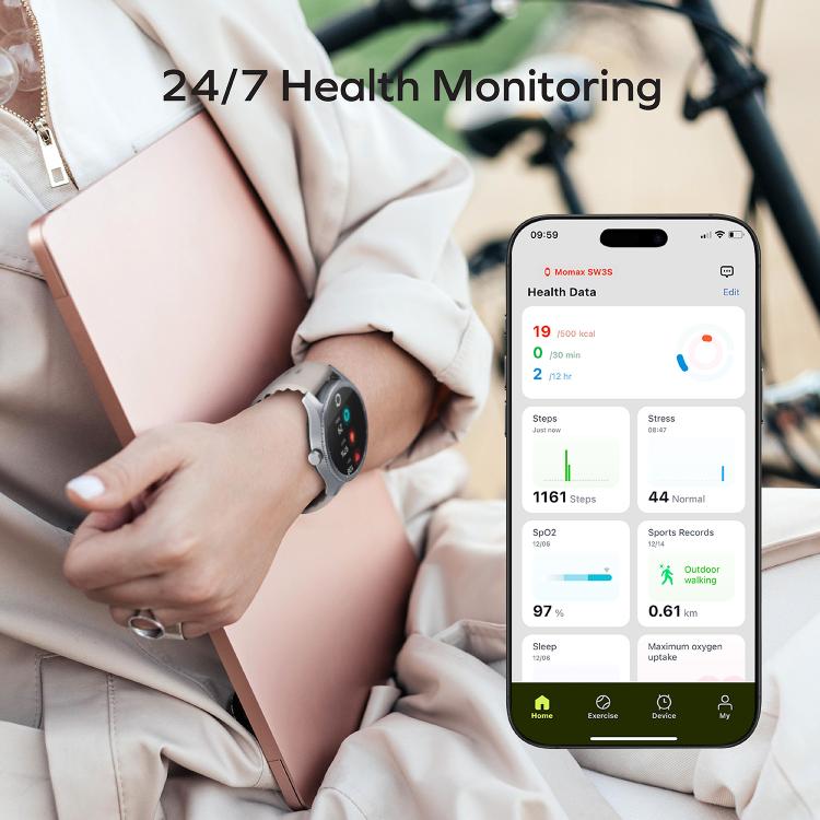 MOMAX SW2S 1.38 inch Screen IP68 Waterproof Smart Sports Watch(Black) - free shipping - PMC TechLife - Order now!