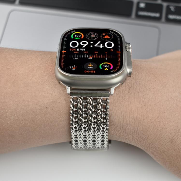For Apple Watch 46mm / 49mm / 45mm / 44mm Mesh Magnetic Stainless Steel Watch Band(Starlight) - free shipping - PMC TechLife - Order now!