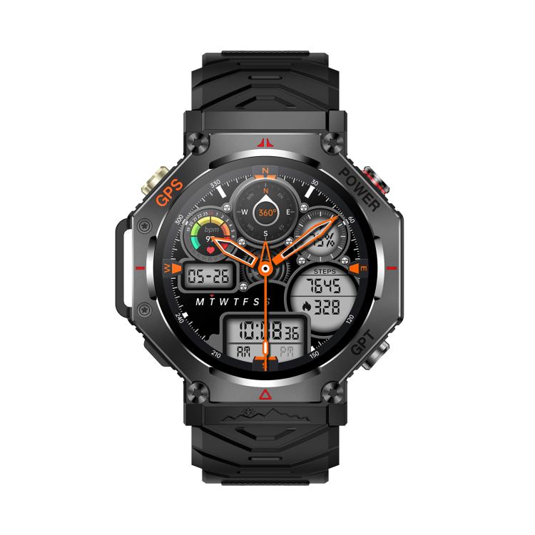 KC91 1.39 inch IPS Screen 3ATM Outdoor GPS Smart Watch with Flashlight(Black) - Smart Watches by PMC TechLife | Online Shopping South Africa | PMC TechLife | Buy Now Pay Later Mobicred