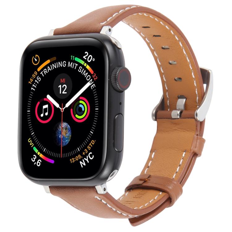 For Apple Watch 42mm / 41mm / 40mm / 38mm Silk Microfiber Leather Watch Band(Brown) - Watch Bands by PMC TechLife | Online Shopping South Africa | PMC TechLife | Buy Now Pay Later Mobicred