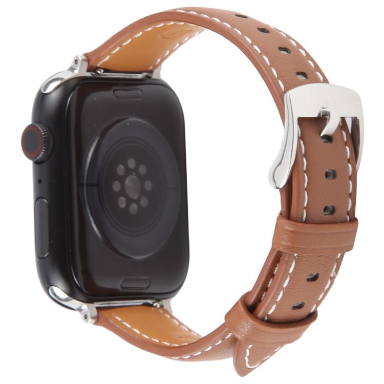 For Apple Watch 42mm / 41mm / 40mm / 38mm Silk Microfiber Leather Watch Band(Brown) - Watch Bands by PMC TechLife | Online Shopping South Africa | PMC TechLife | Buy Now Pay Later Mobicred