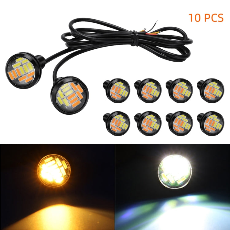 10 PCS 23mm 12LEDs SMD-4014 DC9-80V Motorcycle Eagle Eye Light(White and Yellow Light) - free shipping - PMC TechLife - Order now!