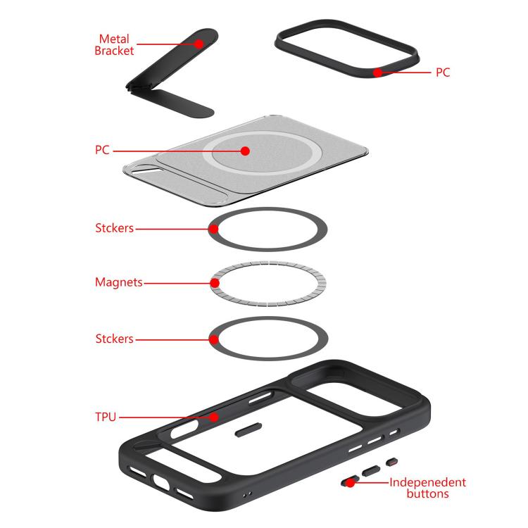For iPhone 17 Pro Kalebol MagSafe Invisible Tilt Holder PC Hybrid TPU Case(Navy Blue) - iPhone 17 Pro Cases by Kalebol | Online Shopping South Africa | PMC TechLife | Buy Now Pay Later Mobicred
