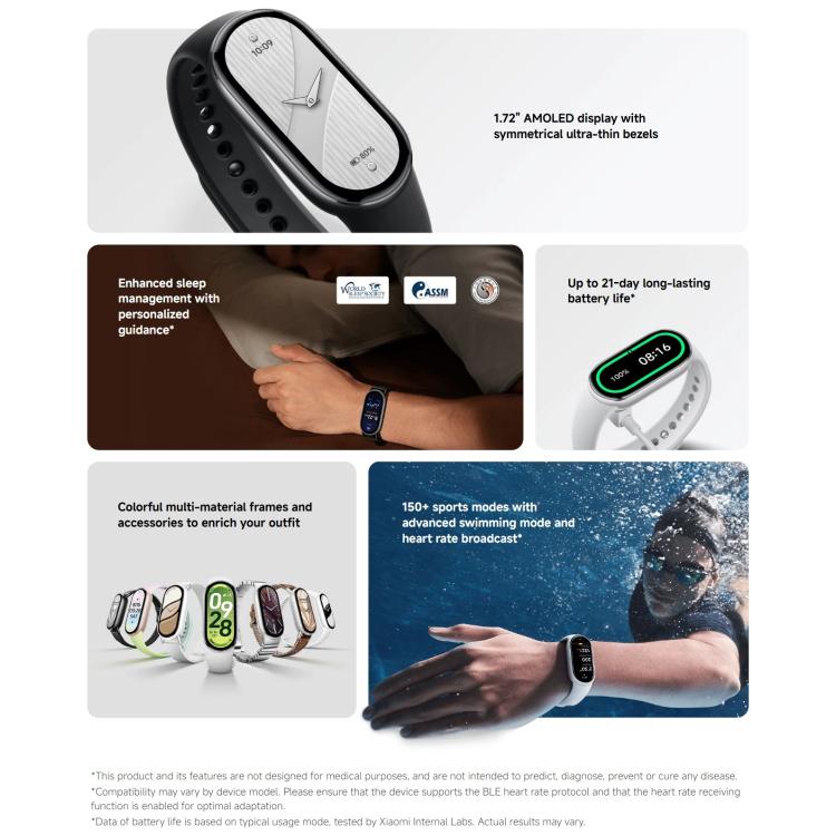 Original Xiaomi Smart Band 10, 1.72 inch AMOLED Screen 5ATM Waterproof Smart Watch, Support Blood Oxygen / Heart Rate Monitor(Black) - free shipping - PMC TechLife - Order now!