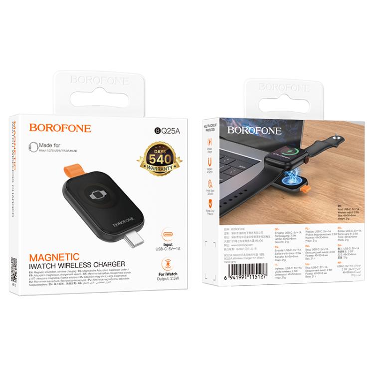 For Apple Watch Series Borofone BQ25A Portable Wireless Charger(Metal Gray) - free shipping - PMC TechLife - Order now!