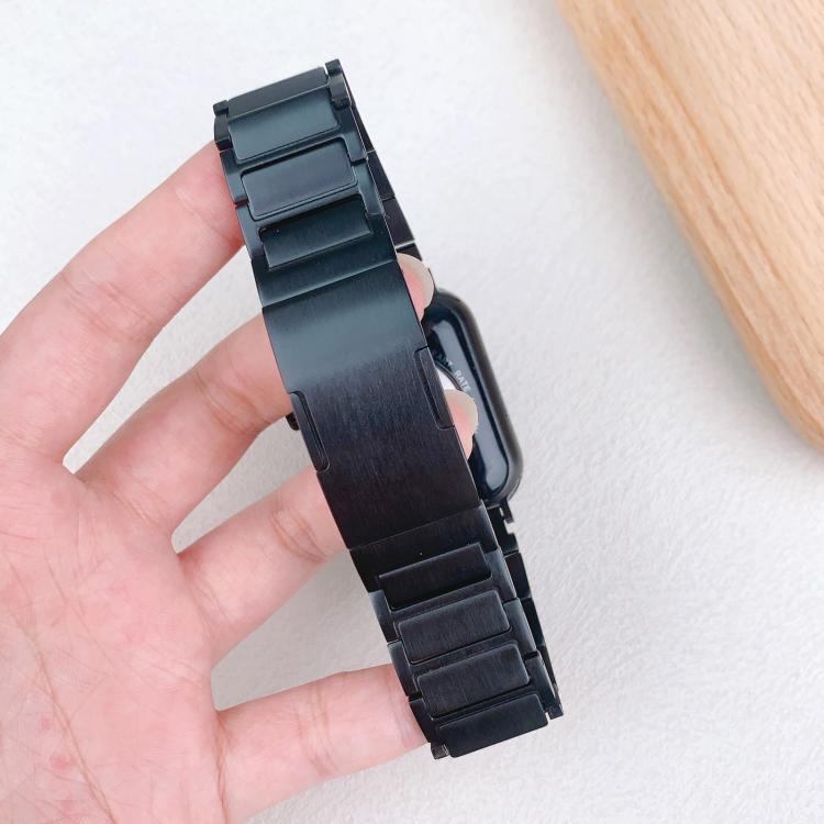 For Apple Watch 42mm / 41mm / 40mm / 38mm Tri-beads Side-detachable Buckle Stainless Steel Watch Band(Black) - free shipping - PMC TechLife - Order now!