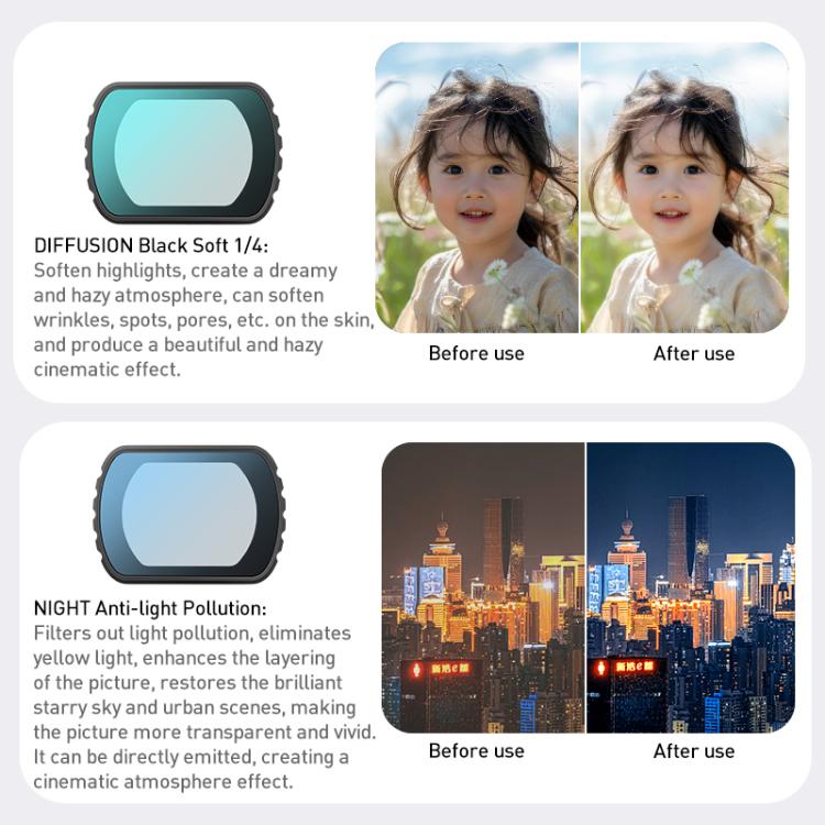 For DJI Osmo Pocket 3 Camera Lens Filter, Filter:Black Mist 1/4 - free shipping - PMC TechLife - Order now!