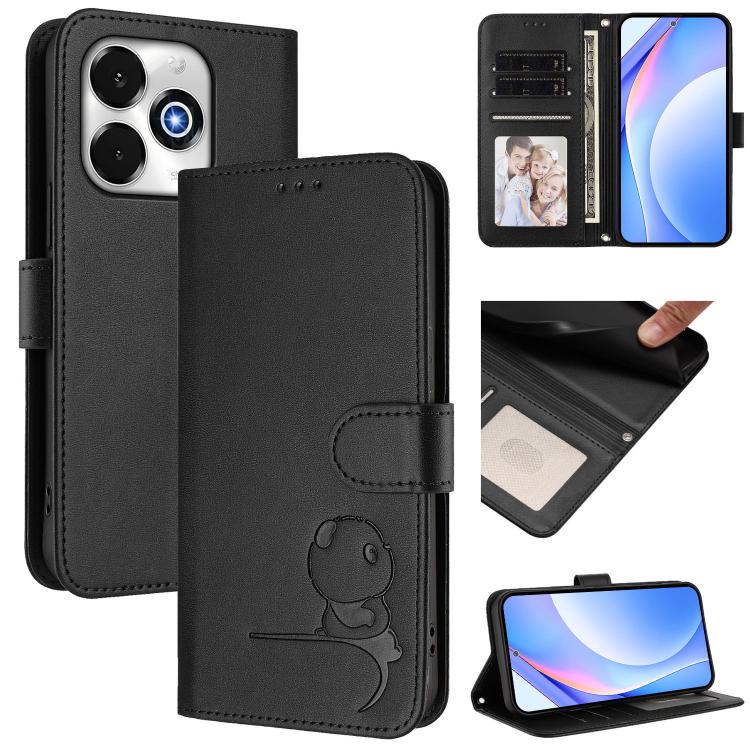 For UMIDIGI G100x 5G / 4G Litter Panda Embossing RFID Leather Phone Case with Lanyard(Black) - free shipping - PMC TechLife - Order now!