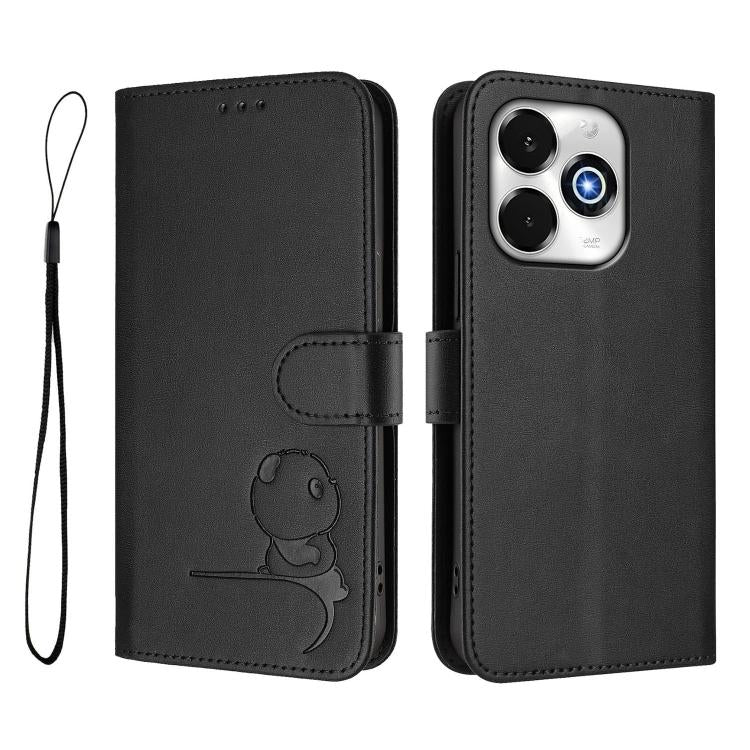 For UMIDIGI G100x 5G / 4G Litter Panda Embossing RFID Leather Phone Case with Lanyard(Black) - free shipping - PMC TechLife - Order now!
