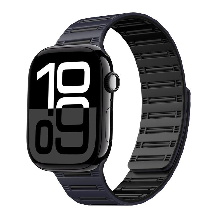 For Apple Watch 42mm / 41mm / 40mm / 38mm Cylinder Magnetic Two-color Loop Silicone Watch Band(Midnight Color Black) - free shipping - PMC TechLife - Order now!