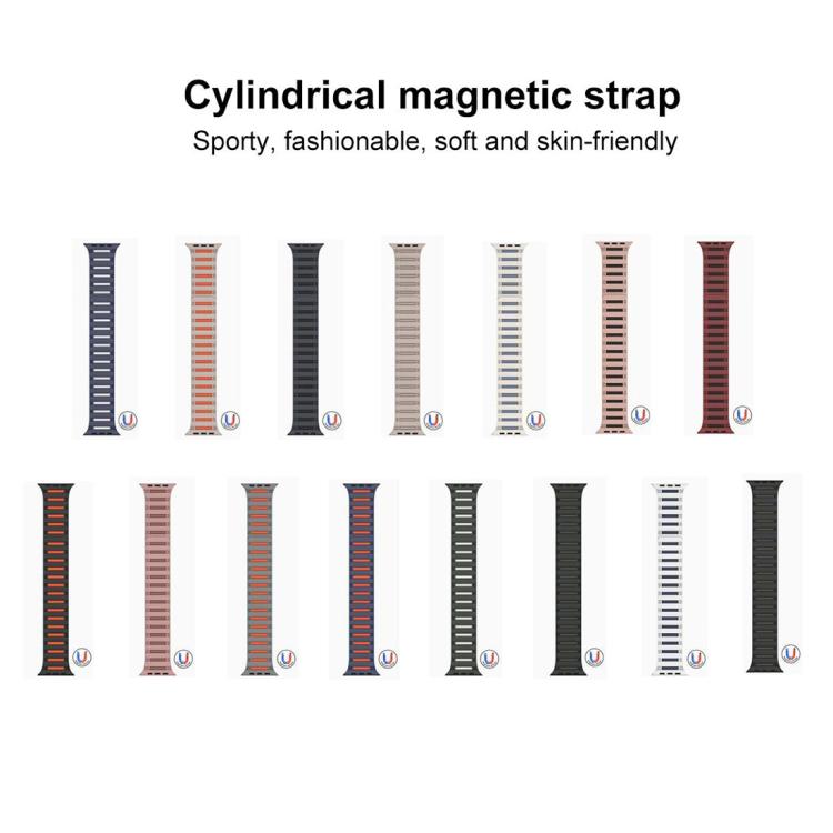 For Apple Watch 42mm / 41mm / 40mm / 38mm Cylinder Magnetic Two-color Loop Silicone Watch Band(Wine Red Black) - free shipping - PMC TechLife - Order now!