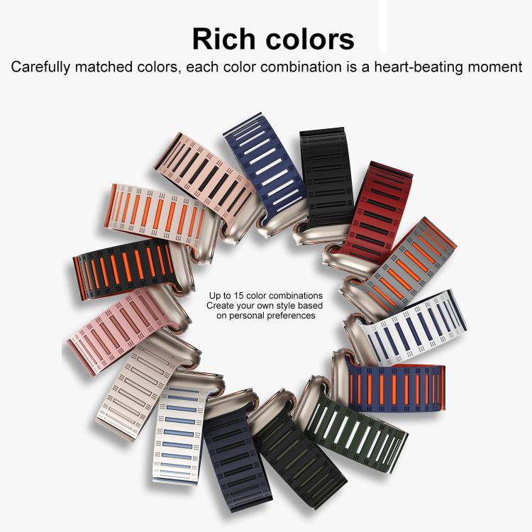 For Apple Watch 46mm / 49mm / 45mm / 44mm Cylinder Magnetic Two-color Loop Silicone Watch Band(White Midnight Blue) - free shipping - PMC TechLife - Order now!