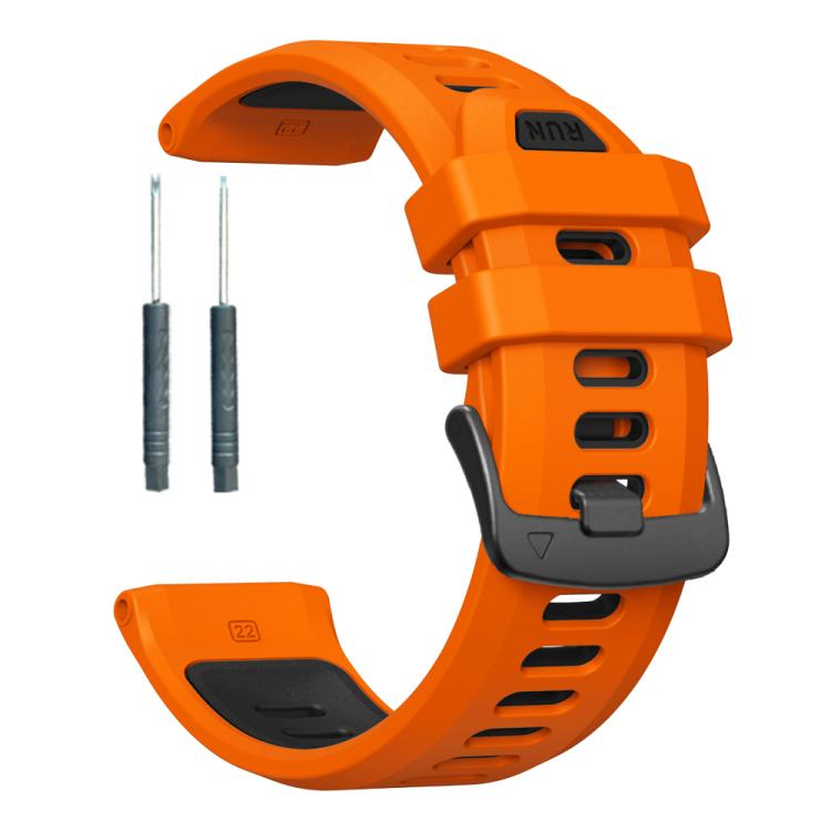 For Garmin Forerunner 970 Two Color Steel Buckle Silicone Watch Band(Orange Black) - free shipping - PMC TechLife - Order now!