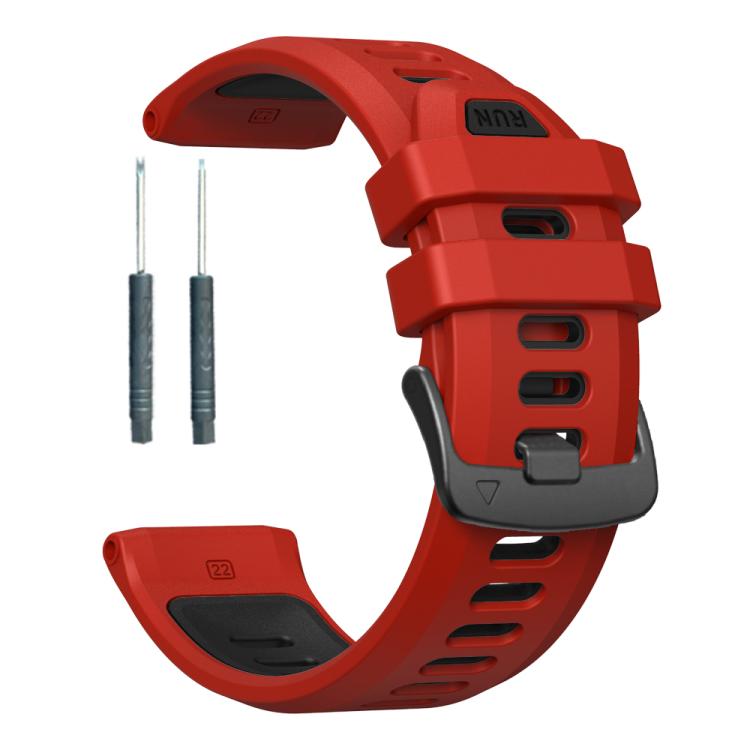 For Garmin Forerunner 970 Two Color Steel Buckle Silicone Watch Band(Red Black) - free shipping - PMC TechLife - Order now!