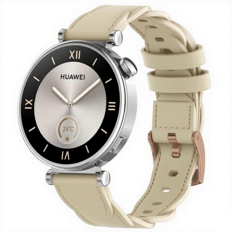 18mm Rose Gold Buckle Twist Leather Watch Band(Apricot) - free shipping - PMC TechLife - Order now!