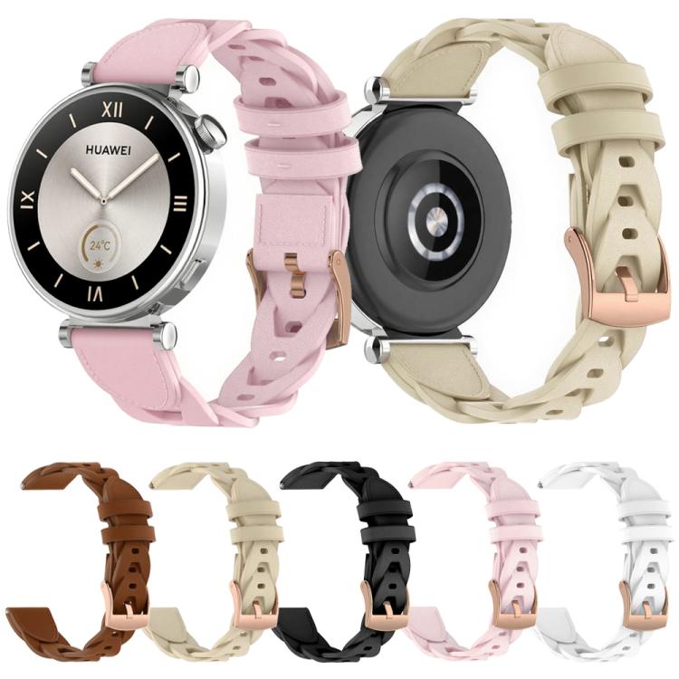 18mm Rose Gold Buckle Twist Leather Watch Band(Apricot) - free shipping - PMC TechLife - Order now!